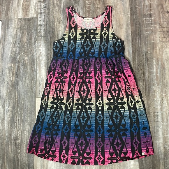Girls Billabong Black Ombré Rainbow Aztec Print Dress - Picture 1 of 5